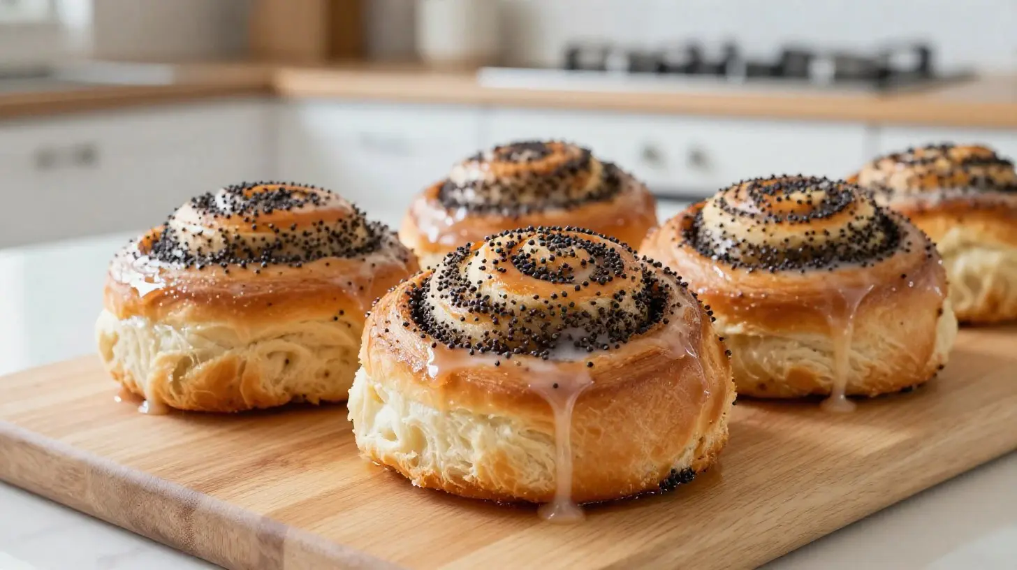 Leckere Mohnschnecken aus der Heißluftfritteuse mit perfekt fluffigem Teig.