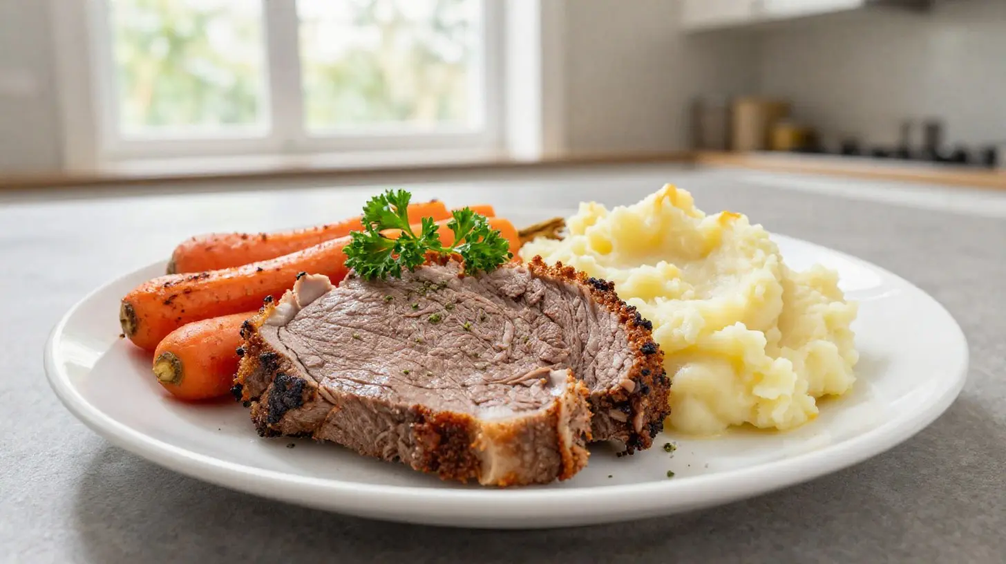 Leckeres Sauerbraten aus der Heißluftfritteuse mit zartem Fleisch und aromatischen Gewürzen.