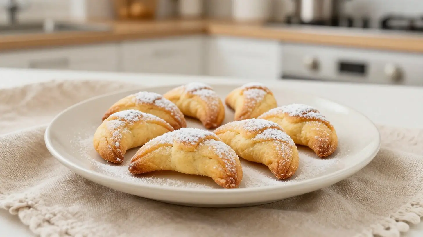 Leckere Vanillekipferl, frisch zubereitet in der Heißluftfritteuse, perfekt für die Winterzeit.