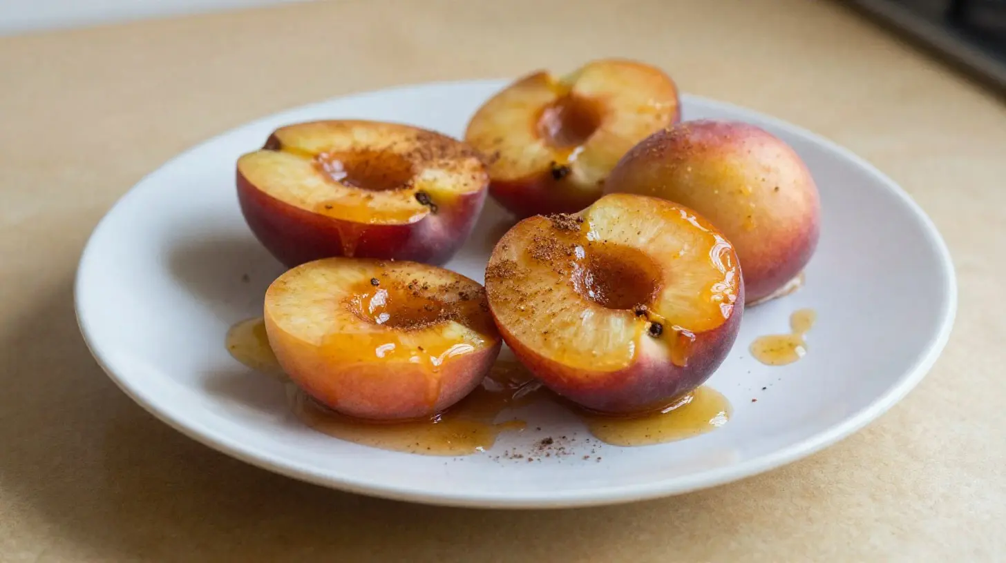 Saftige gebackene Nektarinen aus der Heißluftfritteuse für den perfekten Sommergenuss.