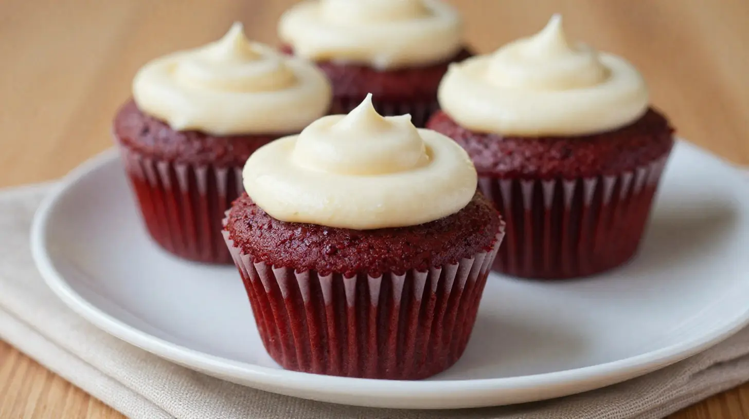 Saftige Red Velvet Muffins, perfekt zubereitet im Airfryer für einen köstlichen Genuss.