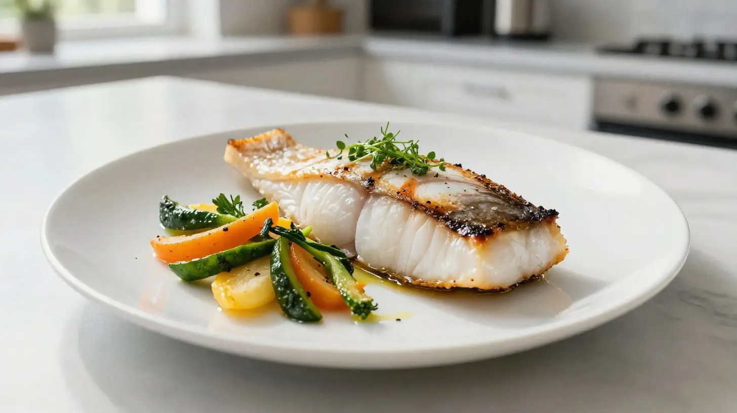 Leckeres Zanderfilet, perfekt zubereitet im Airfryer für ein gesundes Abendessen.