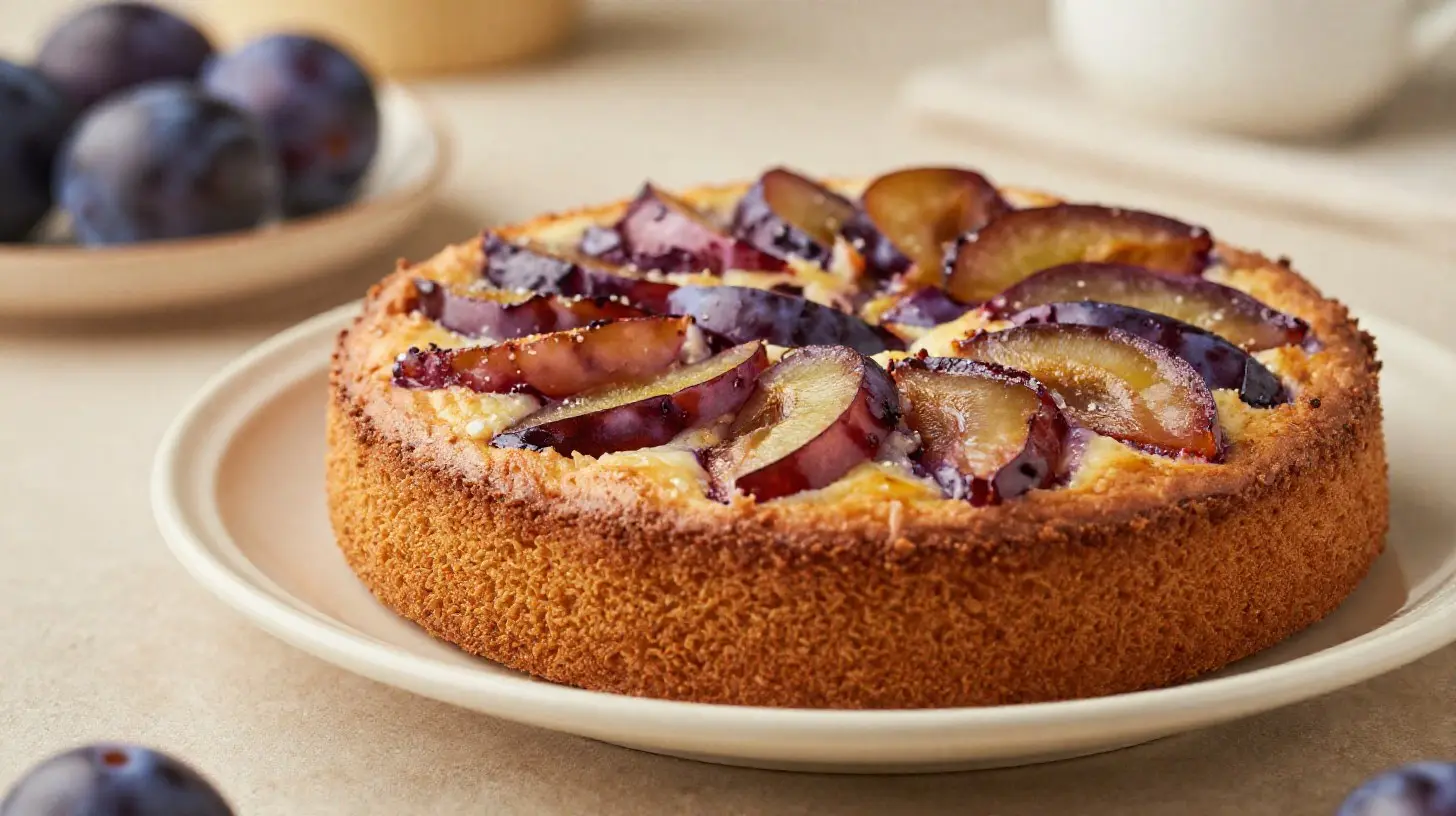 Saftiger Zwetschgenkuchen perfekt aus der Heißluftfritteuse gebacken.