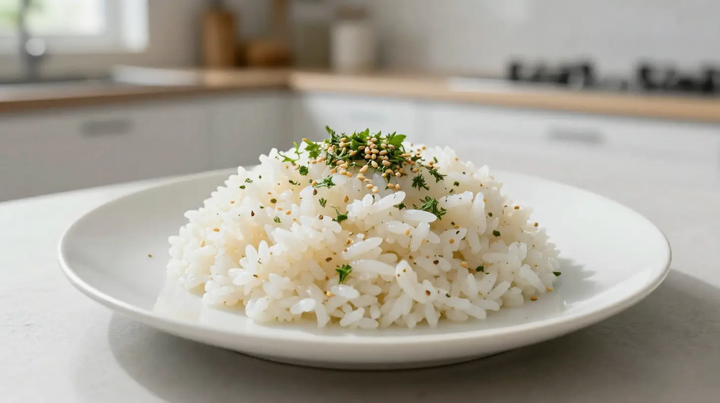 Leckerer Reis, perfekt zubereitet im Airfryer für eine gesunde Mahlzeit.