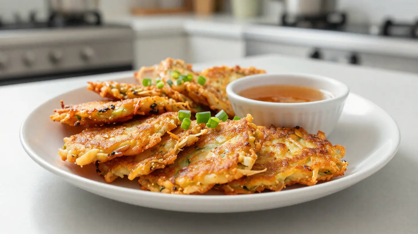 Leckere Kimchi-Pfannkuchen im Airfryer, perfekt knusprig und würzig.