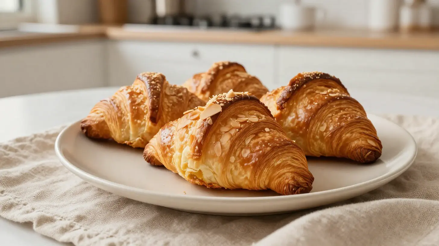 Leckere Mandel-Croissants, die perfekt in der Heißluftfritteuse gebacken werden.