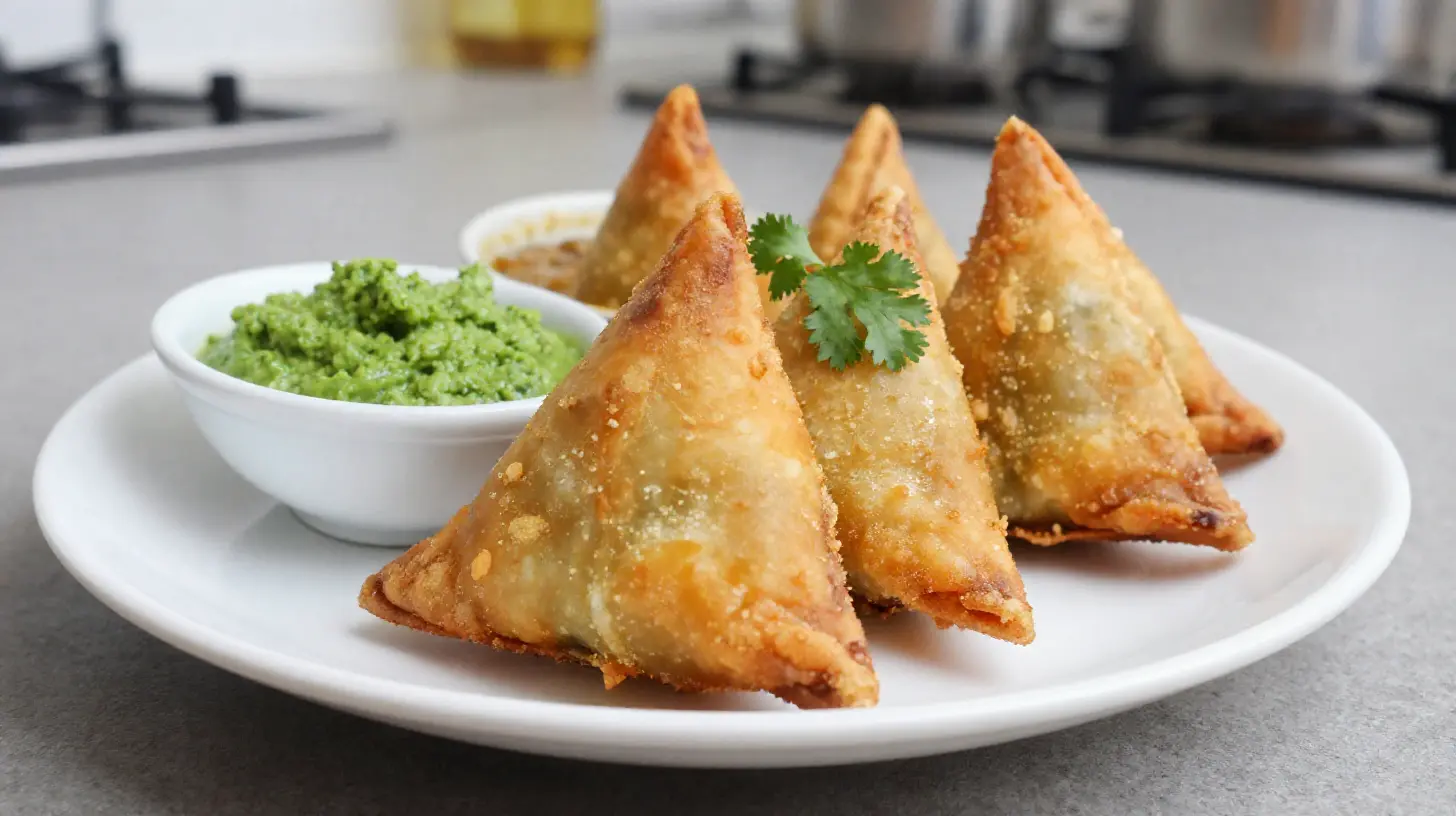 Leckere Samosas aus der Heißluftfritteuse, perfekt knusprig und voller Geschmack.